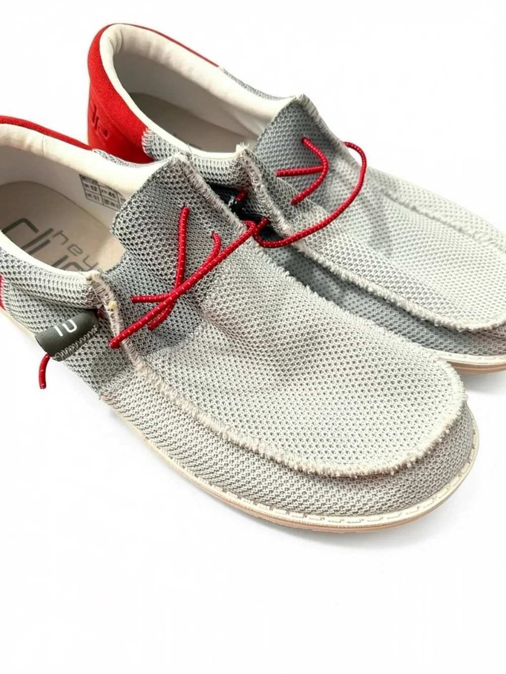 Hey Dude Wally Sox Funk Dark Grey Red Mesh Slip On Loafers Men's Size 12